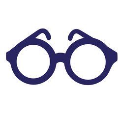 Fototapeta premium Simple dark blue doodle out line illustration of stylish round eyeglasses