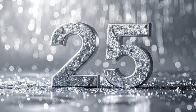 Celebrate a shimmering silver 25th anniversary with this dazzling design, perfect for invitations, cards, and event promotions that sparkle with elegance