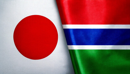 日本の国旗とガンビアの国旗(Japan Flag & Gambia flag.)
