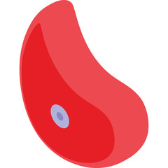 Isolated Red Kidney Bean Shape With Blue Center On Transparent Background Minimalist Graphic Design