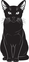 Elegant black cat sitting pose detailed silhouette artwork for various design projects animal art