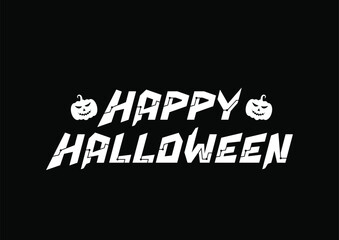 Spooky and fun happy halloween text with playful ghosts and a jack o lantern on dark background