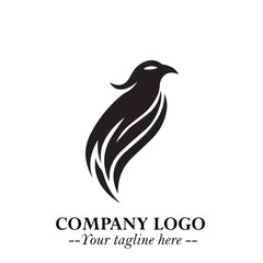 Obraz premium Elegant Bird Logo Symbol in Black on White Background with Minimalist and Modern Design