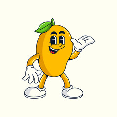 Cartoon Retro Mango Vector illustration hand drawn