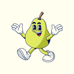 Mascot cartoon pear Vector illustration hand drawn