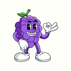 Cartoon Mascot grape Vector illustration hand drawn