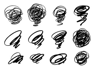 もやもや、不安、ぐるぐる、ストレスの手書きイラスト