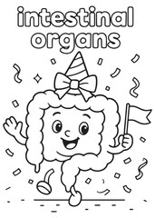coloring book intestine party celebration hat cartoon anatomy fun activity