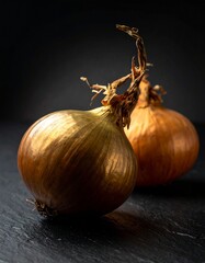 onions on a black background