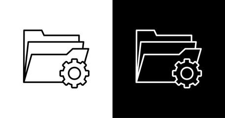 Documents Management White Icon Set Design