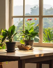 Beautiful tabletop ornamental plants adding freshness, natural beauty, and elegance to indoor spaces and offices.