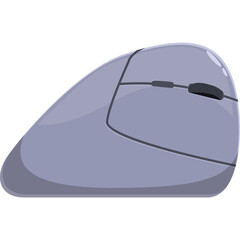 Ergonomic computer mouse with a smooth grey finish and black scroll wheel on a white background