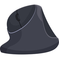 Ergonomic Dark Gray Computer Mouse With Scroll Wheel and Buttons Isolated On White Background With Transparent Background