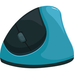 Ergonomic Vertical Computer Mouse With Scroll Wheel In Teal Blue And Dark Gray With A Transparent Background Optimized For Digital Use