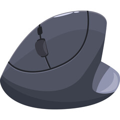 Ergonomic Computer Mouse With Scroll Wheel In Dark Gray With A Transparent Background Suitable For Technology And Office Use