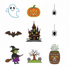A wide variety of unique Halloween merchandise featuring ghosts, bats, pumpkins, spiders, haunted houses, witches, graveyards and poison