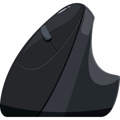 Ergonomic Vertical Computer Mouse in Sleek Dark Gray Design with Smooth Curves and Click Buttons for Enhanced Comfort and Productivity in a Studio Setting