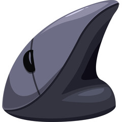 Ergonomic Vertical Computer Mouse With Smooth Curves and Gray Finish On A Transparent Background