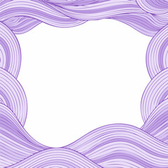purple wave line frame, minimal kawaii design, handmade doodle border, cute playful outline