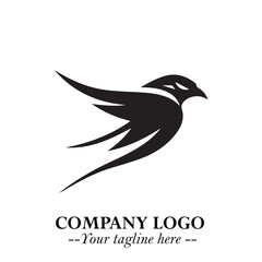 Elegant Bird Logo Symbol in Black on White Background with Minimalist and Modern Design