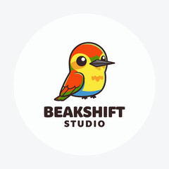 Colorful bird mascot for a studio