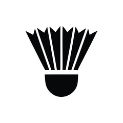 Shuttlecock Icon with Feathers, Black Silhouette on Transparent Background Sports Equipment