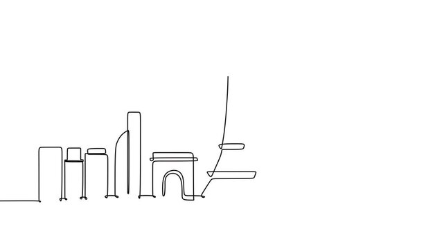 Paris Skyline Animated Outline Sketch French Landmark Architecture
