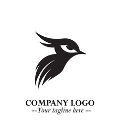 Elegant Bird Logo Symbol in Black on White Background with Minimalist and Modern Design