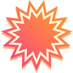 Exploding Starburst Shape With Orange Pink Gradient Colors and Cream Outline Transparent Background
