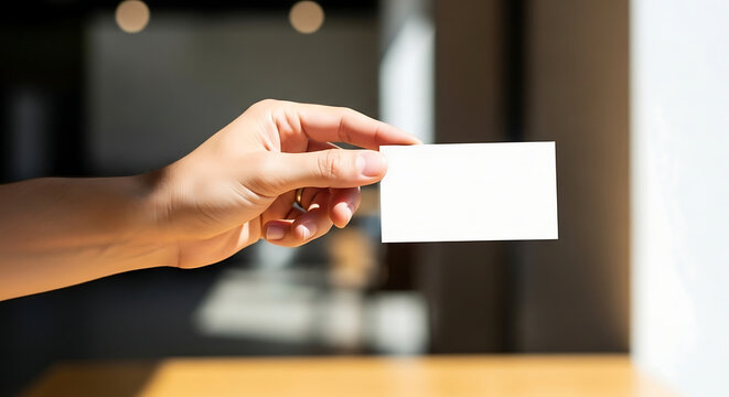 Hand Holding Blank Business Card A Clean, Minimalist Template For Your Message
