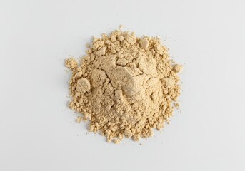 Pure vegan protein powder ingredient isolated on a clean white background, highlighting healthy plant-based nutrition and dietary supplement needs ,powder ,concentrate ,simple