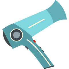 Teal Hair Dryer Appliance With Cream Accents On Transparent Background Representing Styling Tools