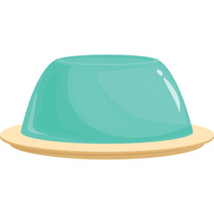 Teal Jelly Dessert Served on a Simple Light Brown Plate A Refreshing Sweet Treat with a Translucent Texture and Smooth Rounded Shape