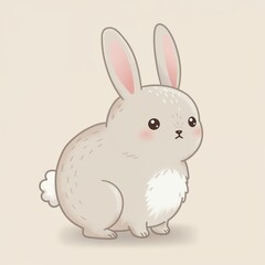 Obraz premium Cute bunny illustration: a cuddly bunny with soft fur, floppy ears, and a sweet expression, brings a sense of innocent delight. 