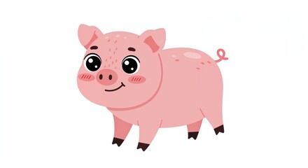Joyful Piglet: A charming illustration of a happy piglet. This delightful image captures the essence of barnyard life.