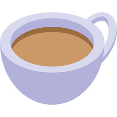 Light Purple Coffee Cup Filled With Brown Beverage On Transparent Background Isometric View