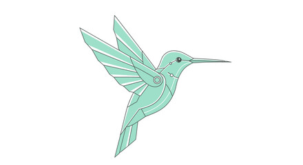 Modern mint green hummingbird design for nature enthusiasts or unique branding projects, evokes serenity and technological advancement in a minimalist style