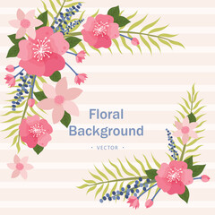 Floral background in flat style