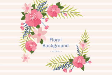 Floral background in flat style