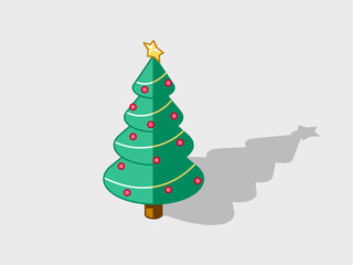 Christmas tree isometric vector illustration with shadow