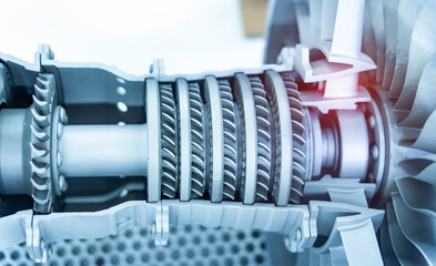 Aircraft turbine wheel printed on metal 3d printer. A model created in a laser sintering machine....