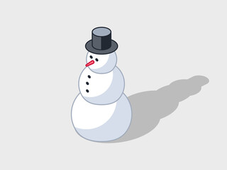 Snowman isometric vector illustration with shadow