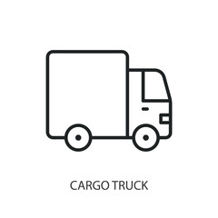 Cargo truck thin line vector icons.