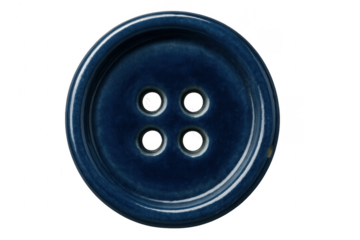 Blue button with four holes for sewing crafts