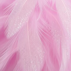 Dreamy pink feathers with delicate glitter create a soft and elegant texture perfect for luxurious designs or whimsical backgrounds