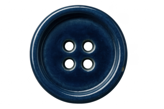 Blue button with four holes for sewing crafts
