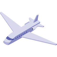 Light Purple Private Jet Aircraft in Isometric View with Transparent Background for Aviation Themes