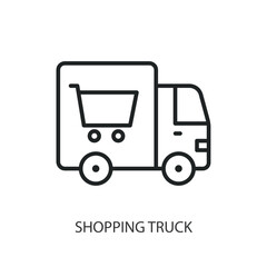 Shopping truck thin line vector icons.