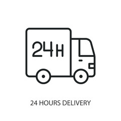 24 hours delivery thin line vector icons.