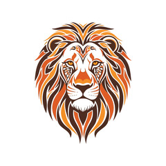 Majestic lion face illustration vibrant colors tribal patterns powerful wild animal symbol vector